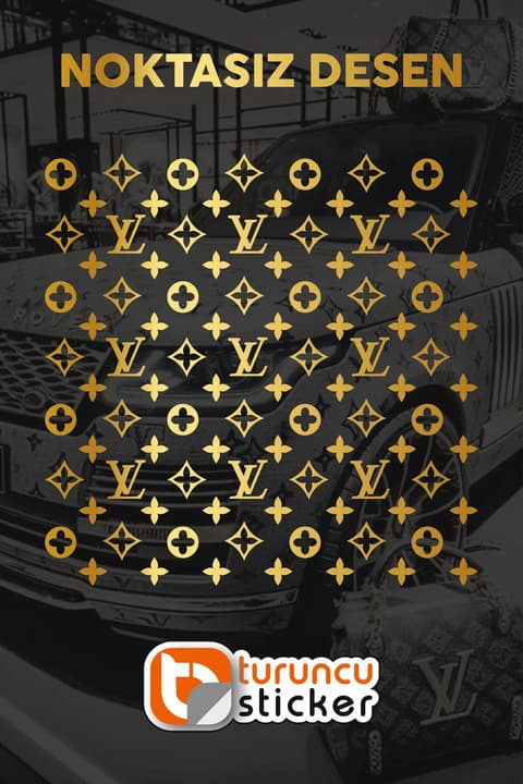 LV Desen Sticker - 25x25 Cm - Araç -Motor - Laptop - Kask Etiket