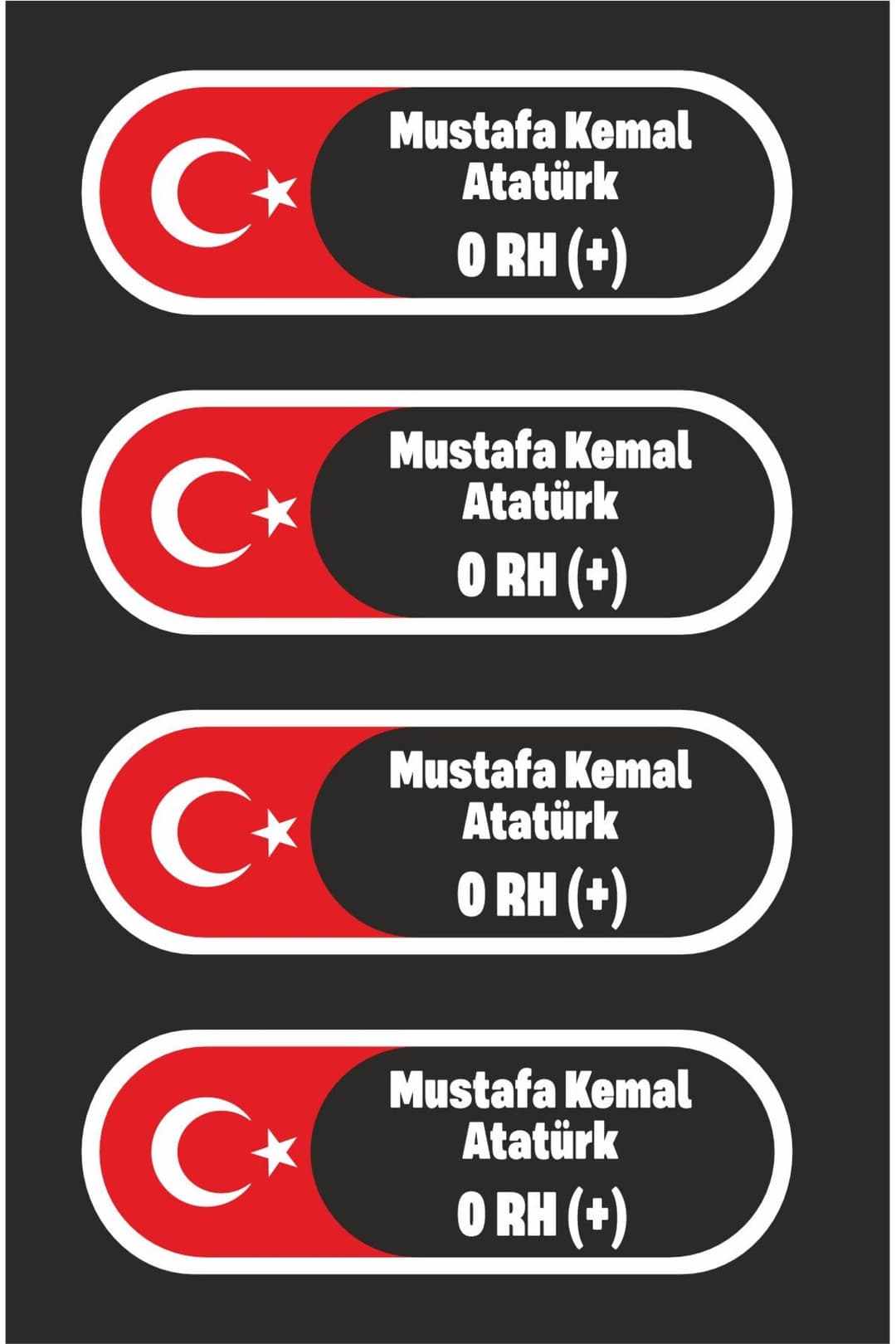 Kişiye Özel Kan Grubu Sticker Etiket (4 Adet) 8x2.7 cm – Araç – Motor – Laptop - Kask Etiket Sticker