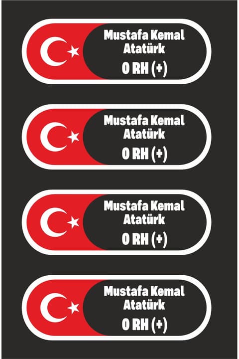 Kişiye Özel Kan Grubu Sticker Etiket (4 Adet) 8x2.7 cm – Araç – Motor – Laptop - Kask Etiket Sticker
