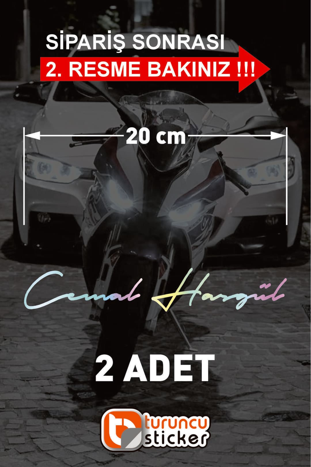 Size Özel İsim İmzası 2 Adet Ad Soyad - İmza Etiket- Oto Sticker -20 Cm - Motor Sticker imza-0007