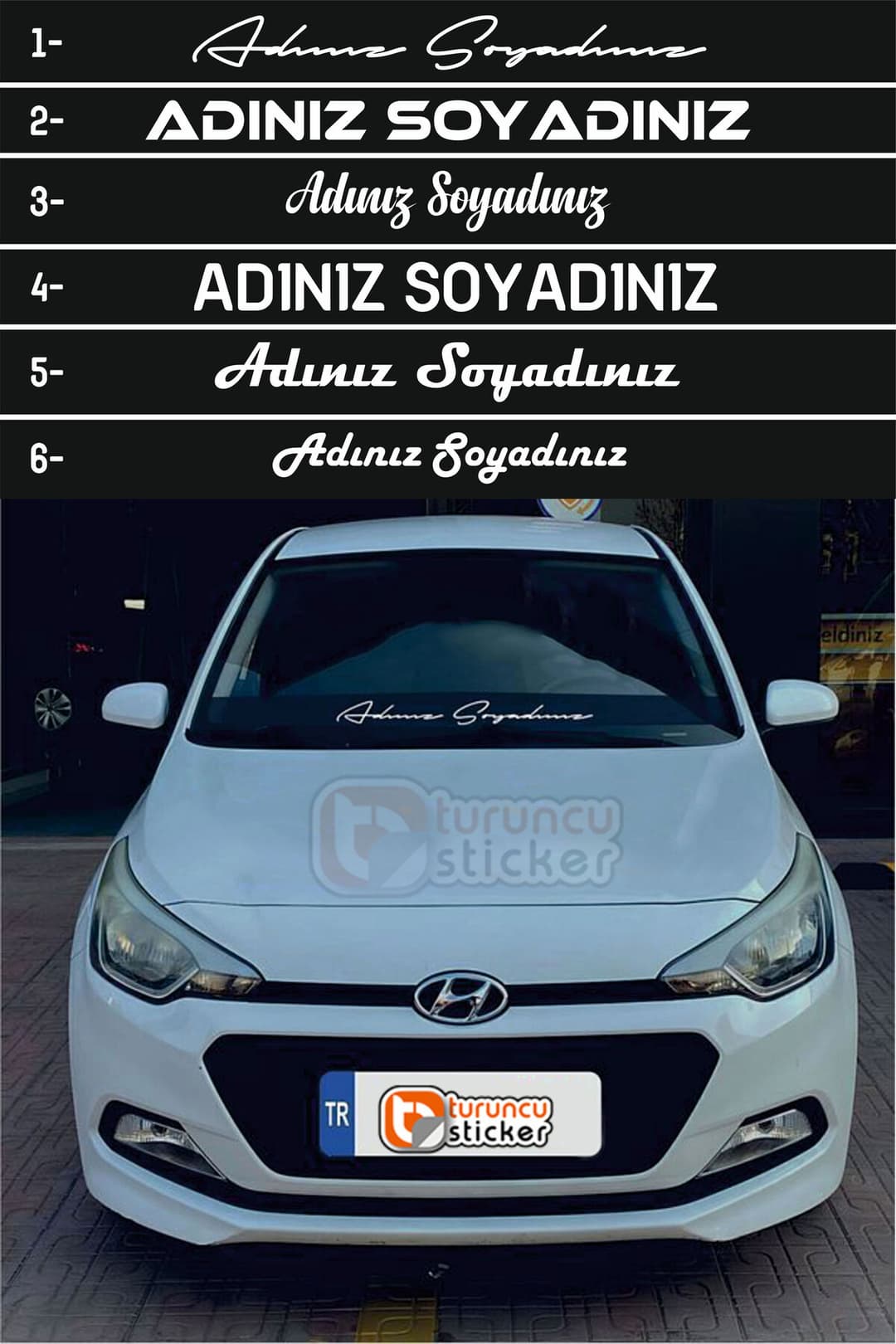 Ad Soyad Araç Sticker-İsim Soyisim Araba Yazısı-Araç Sticker-Ön Cam Araba Yazısı-Motosiklet Sticker ADSYD
