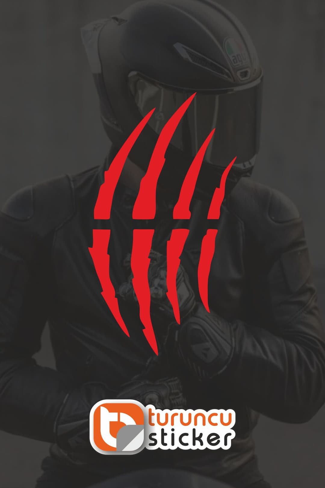 Kask Pençe Sticker (1 adet) 9x16 cm - Kask - Motor - Laptop - Araç - Kask Etiket Sticker