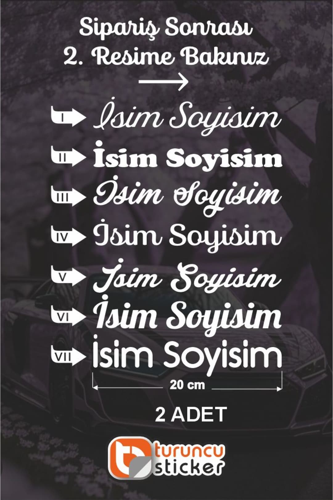 Kişiye Özel İsim Soy İsim Sticker Etiket 20 cm – Araç – Motor – Laptop - Kask Etiket Sticker