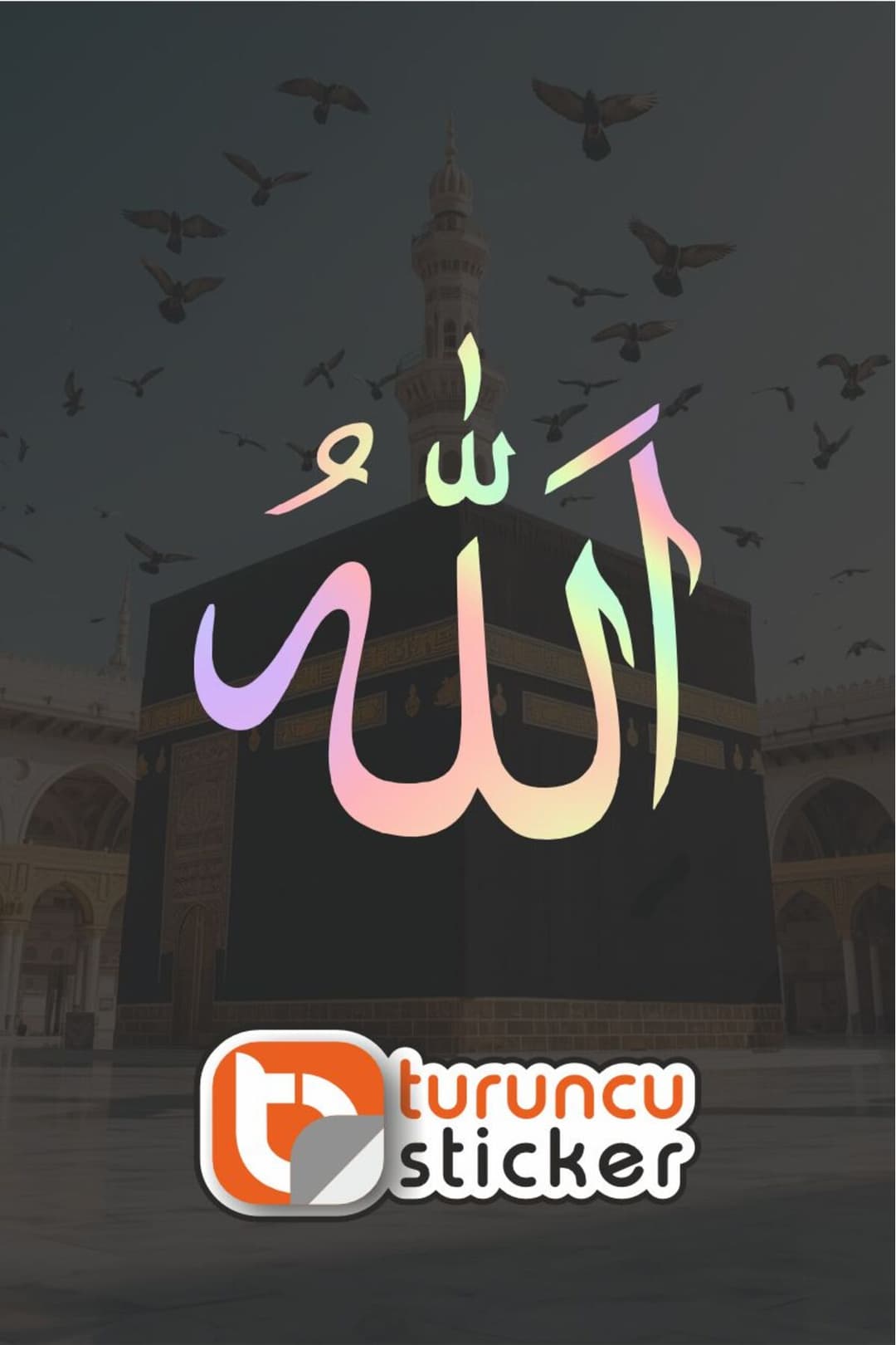 ALLAH Yazısı (Arapça) Sticker Etiket 5x5 cm – Araç – Motor – Laptop - Kask Etiket Sticker