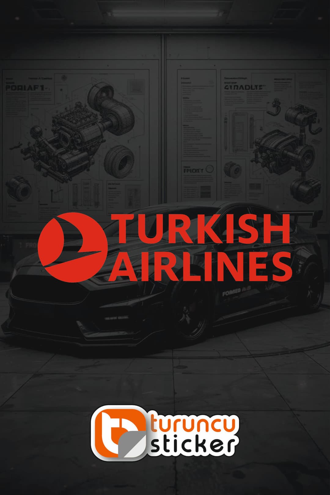 THY Turkis Airlines Sticker Etiket 20x5.5 cm – Araç – Motor – Laptop – Kask Etiket Sticker