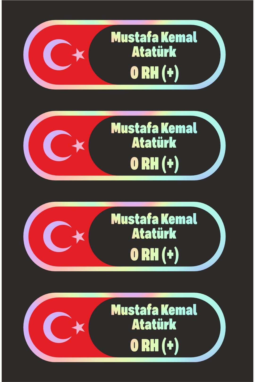 Kişiye Özel Kan Grubu Sticker Etiket (4 Adet) 8x2.7 cm – Araç – Motor – Laptop - Kask Etiket Sticker TRNC-0+