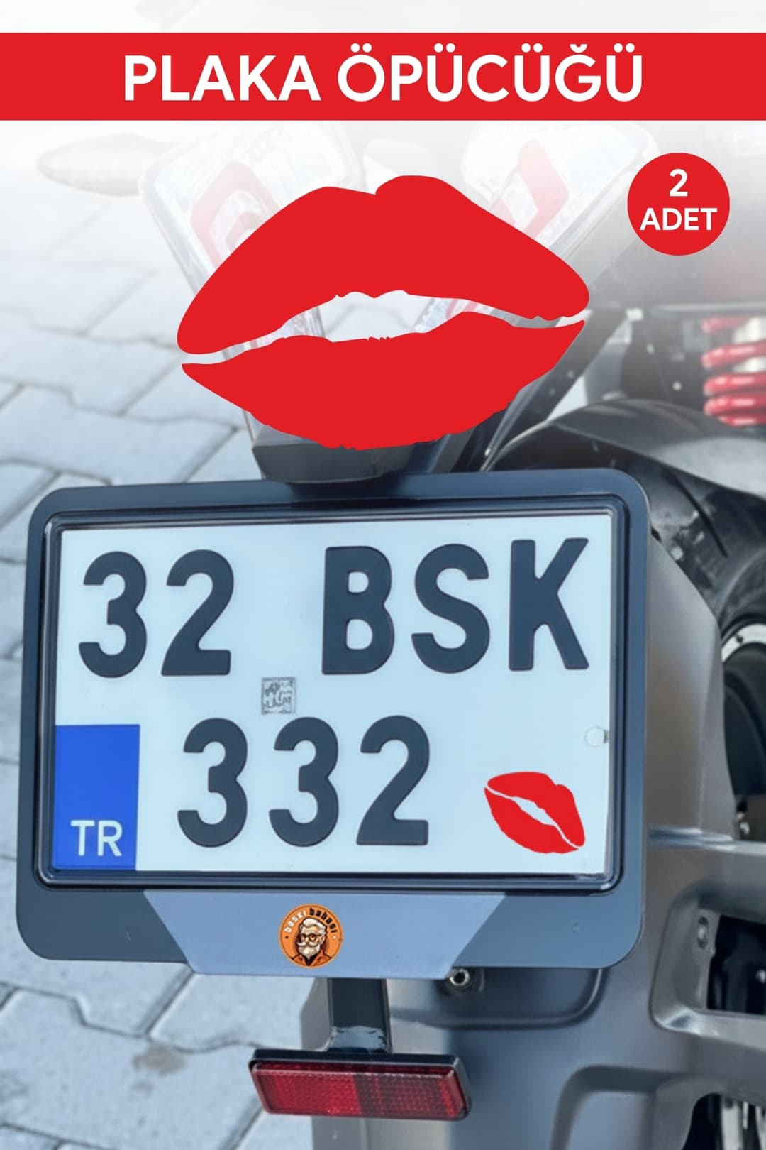 Plaka Öpücük Sticker Etiket Motor Araba 2 Adet opucuk-40x27mm-2li