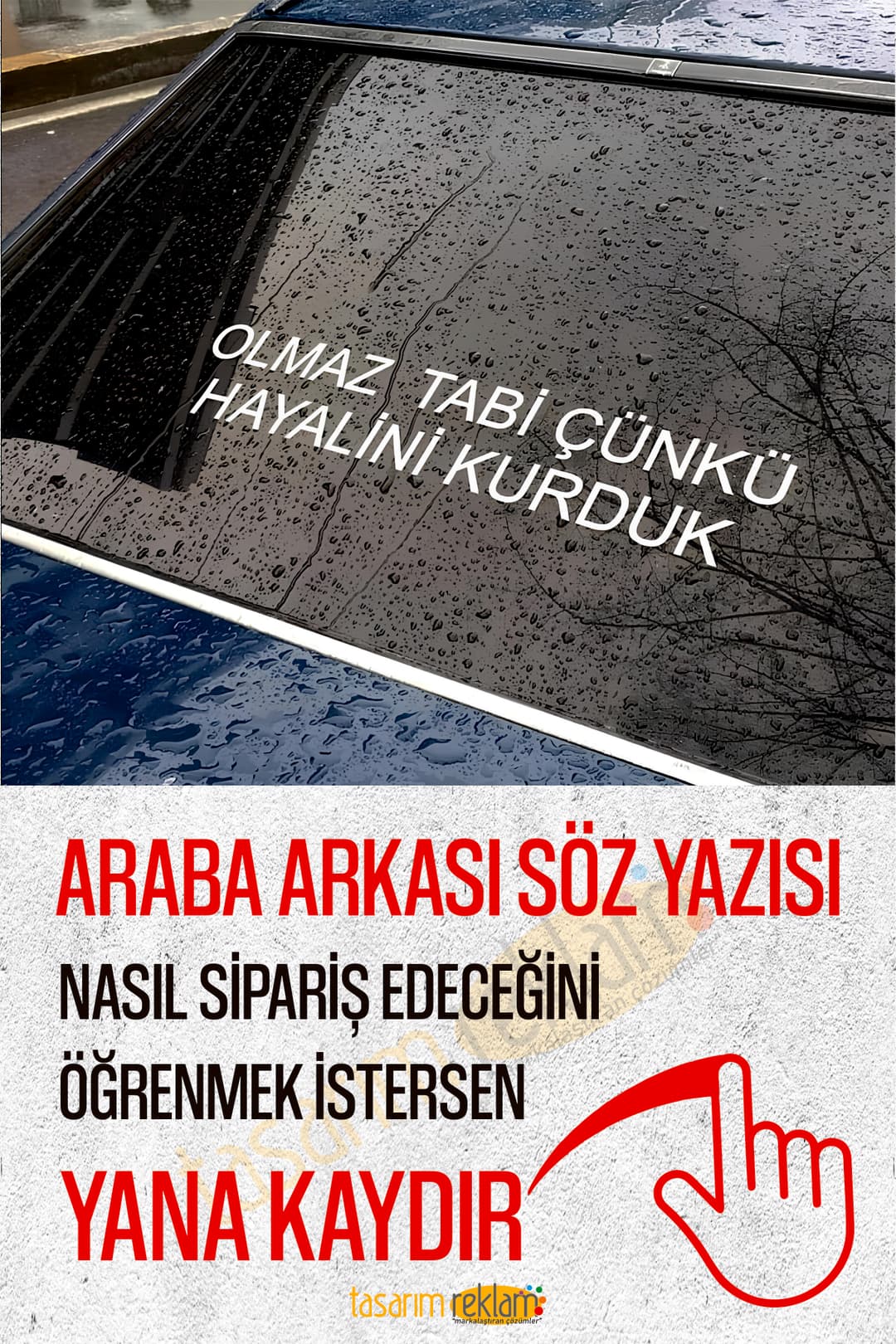 Araba Cam Yazısı-Araba Sticker-Oto Sticker-Motosiklet Sticker ARABAM