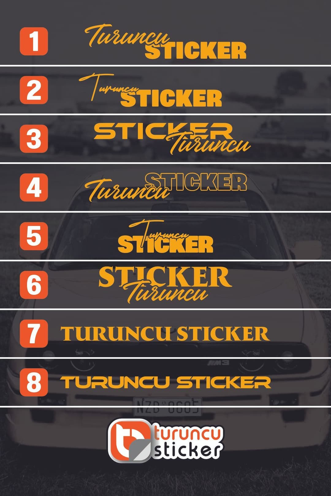 Kişiye Özel Ad Soyad Sticker - İsim Soy İsim Sticker Modeli - Ön ve Arka Cam Uyumlu
