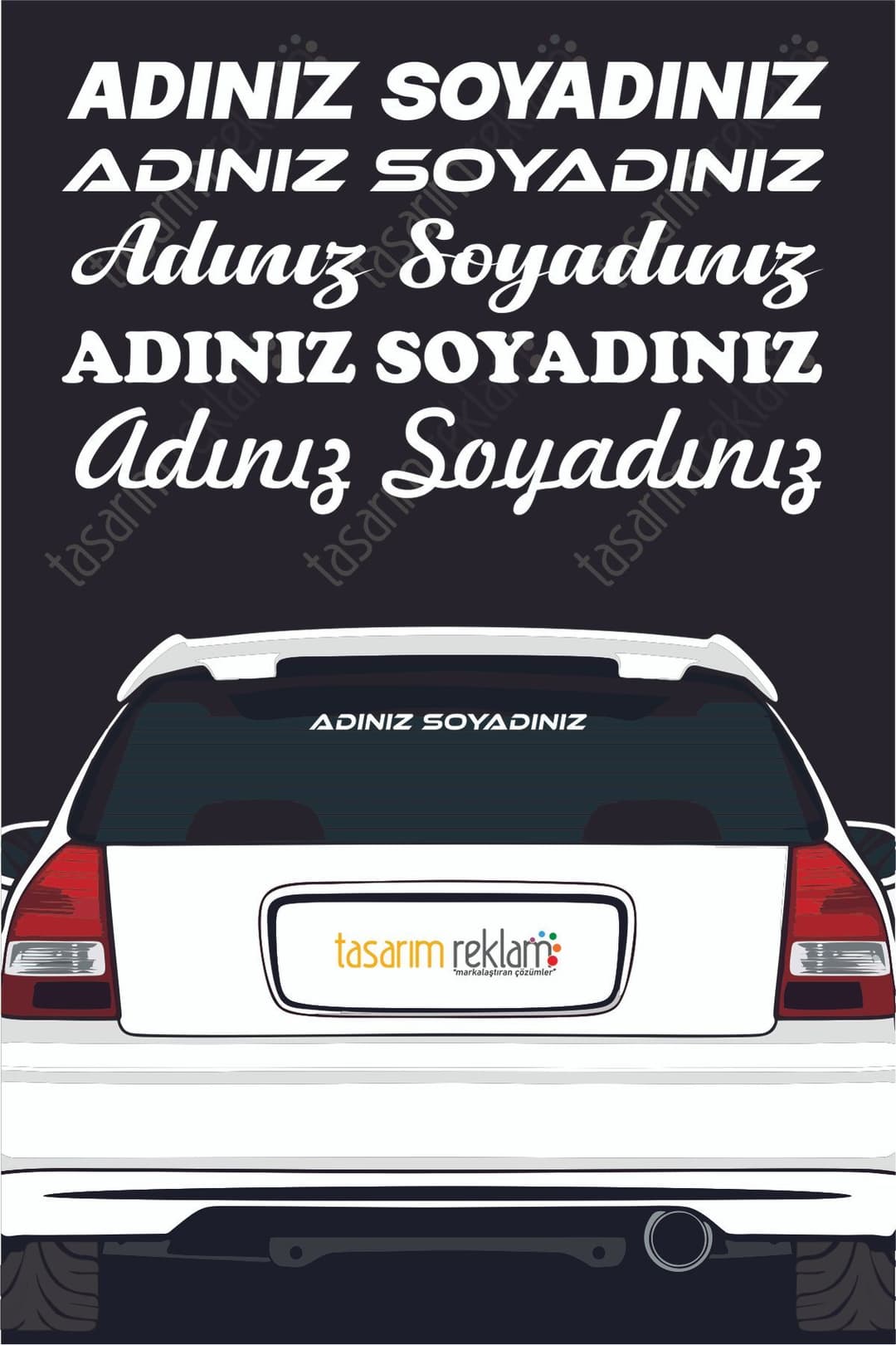 Ad Soyad İsim Soyisim Sticker Araba Yazısı-Araç Sticker-Motosiklet Sticker-Oto Sticker